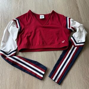 Varsity Red and White Long Sleeve Sports Crop Top